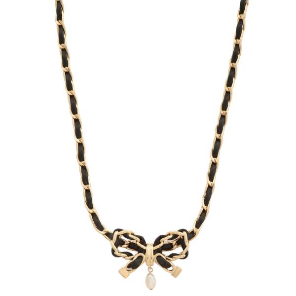 RIBBON BOW PENDANT CHAIN NECKLACE