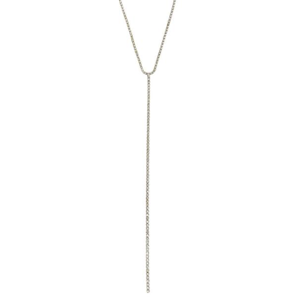 RHINESTONE Y SHAPE METAL NECKLACE