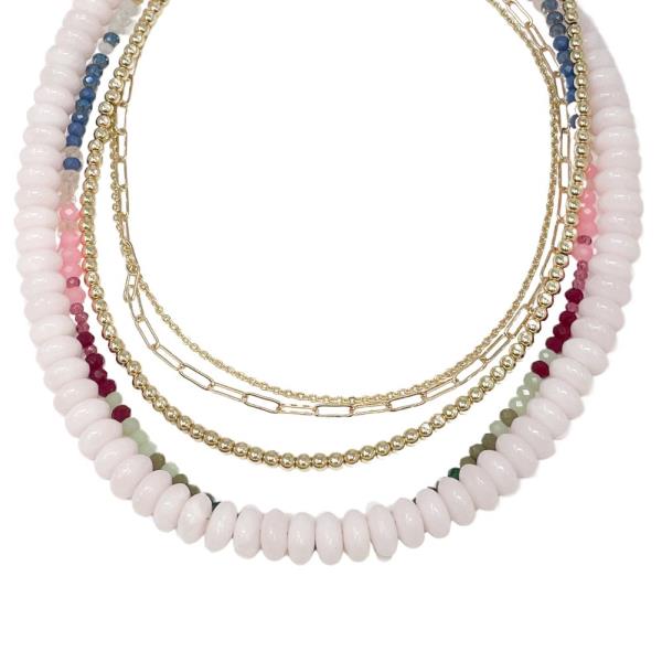 OVAL LINK BEADED LAYERED NECKLACE