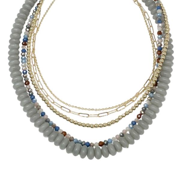 OVAL LINK BEADED LAYERED NECKLACE