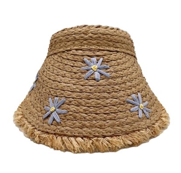 FLOWER STRAW SUN VISOR HAT
