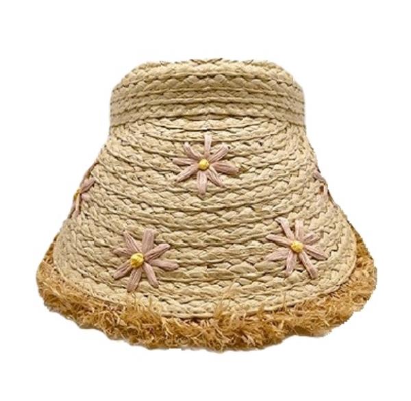 FLOWER STRAW SUN VISOR HAT