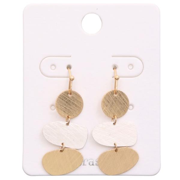 BRUSHED METAL GEO SHAPE DANGLE EARRING