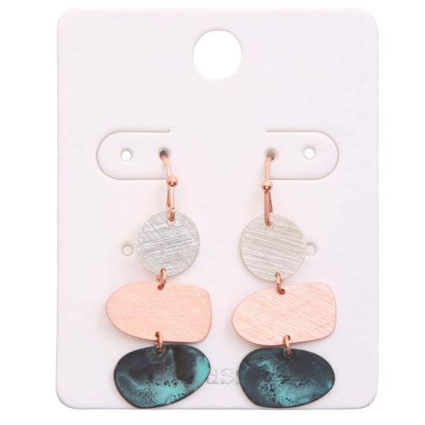 BRUSHED METAL GEO SHAPE DANGLE EARRING