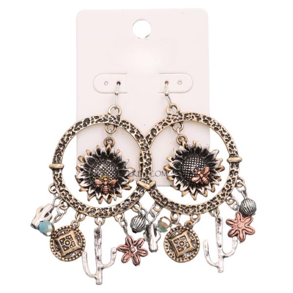 WESTERN STYLE MULTI CHARM DANGLE EARRING