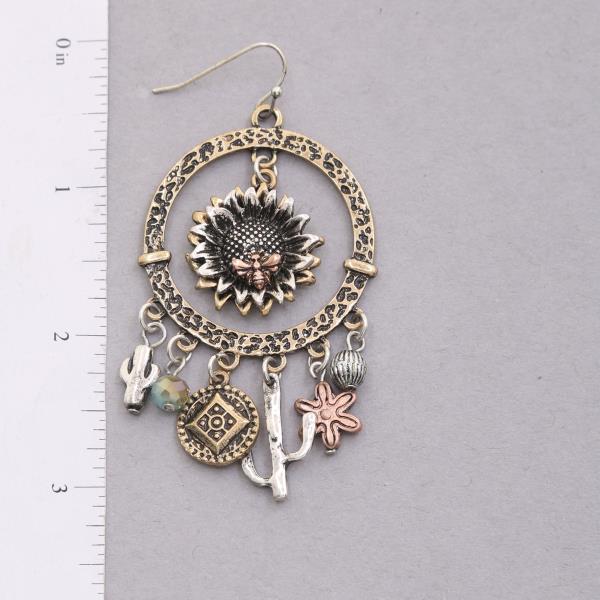 WESTERN STYLE MULTI CHARM DANGLE EARRING