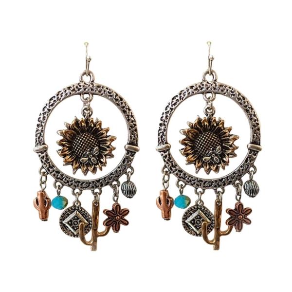 WESTERN STYLE MULTI CHARM DANGLE EARRING