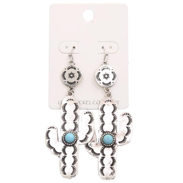 CACTUS METAL DANGLE EARRING