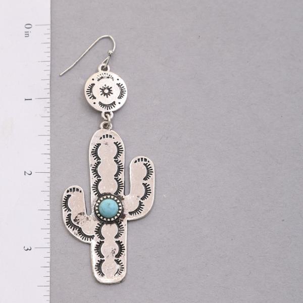 CACTUS METAL DANGLE EARRING