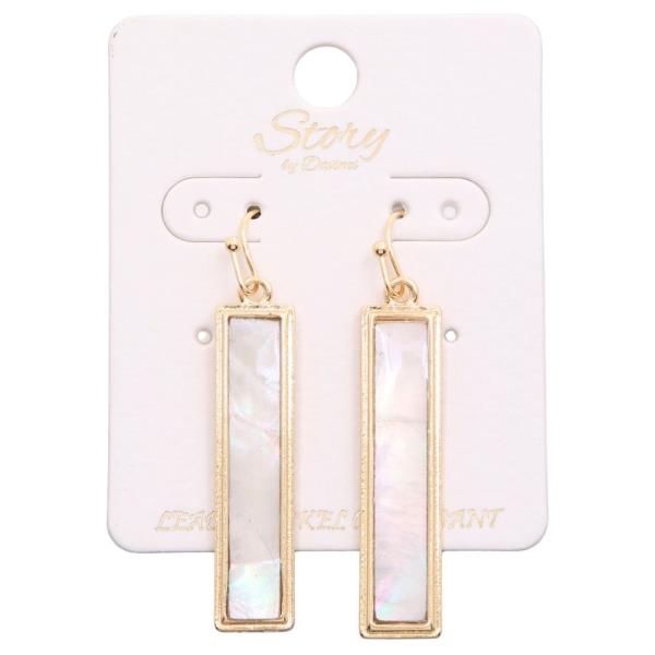 IRIDESCENT LONG RECTANGLE DANGLE EARRING