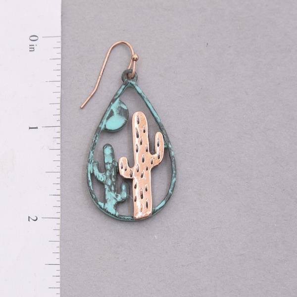 WESTERN CACTUS TEARDROP DANGLE EARRING