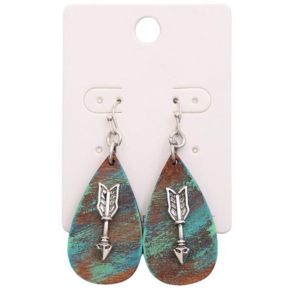 WESTERN ARROW TEARDROP DANGLE EARRING