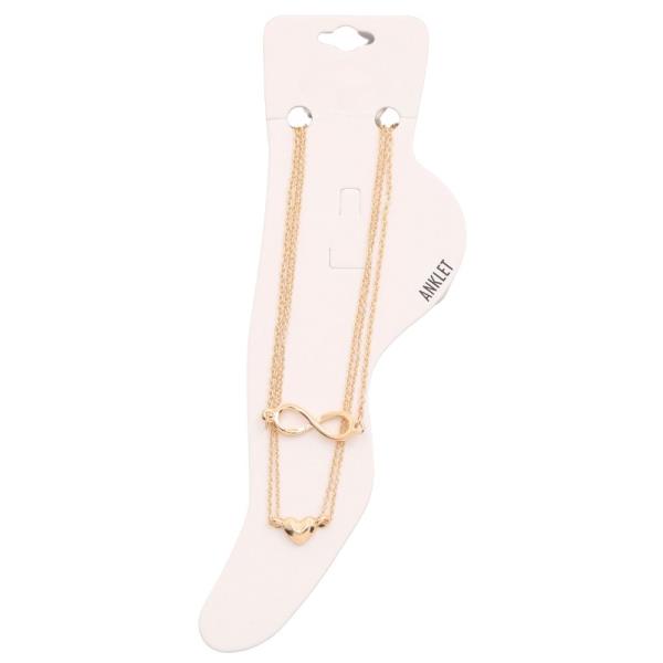 DAINTY HEART INFINITY BOW LAYERED ANKLET