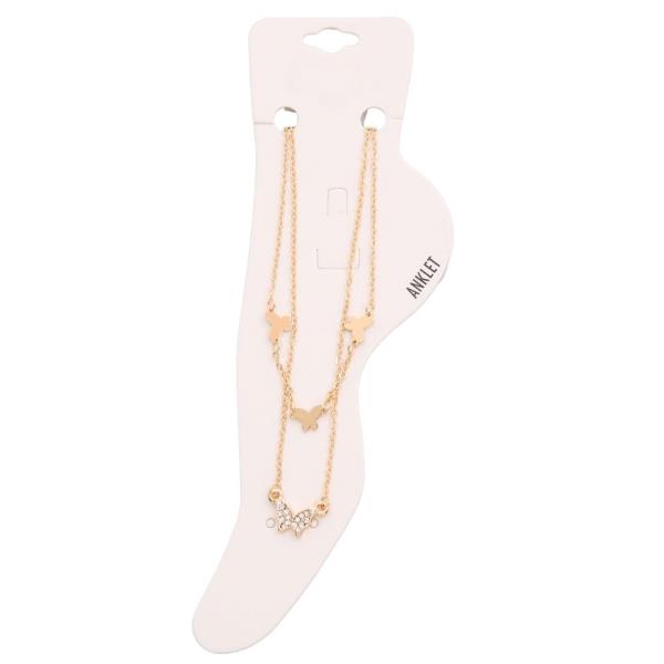 BUTTERFLY CHARM LAYERED ANKLET