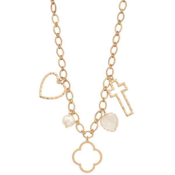 CLOVER PENDANT HEART CROSS METAL NECKLACE