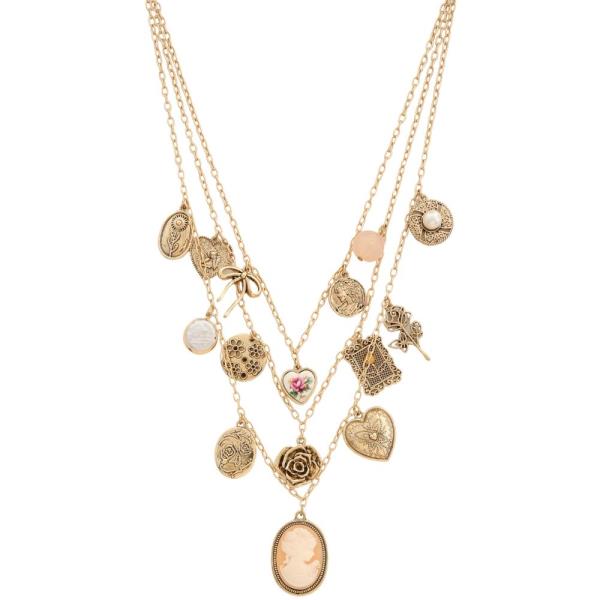 HEART ASSORTED MULTI CHARM LAYERED NECKLACE