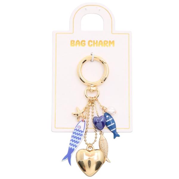 PUFFY HEART FISH CHARM BAG CHARM KEYCHAIN