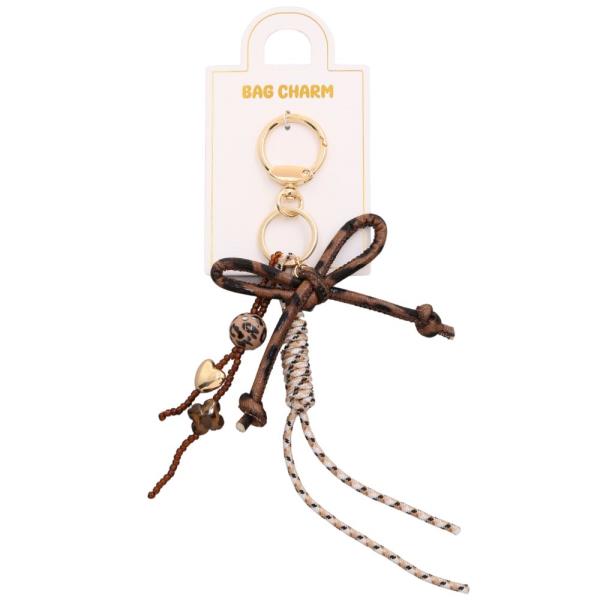 RIBBON BOW CORD BAG CHARM KEYCHAIN