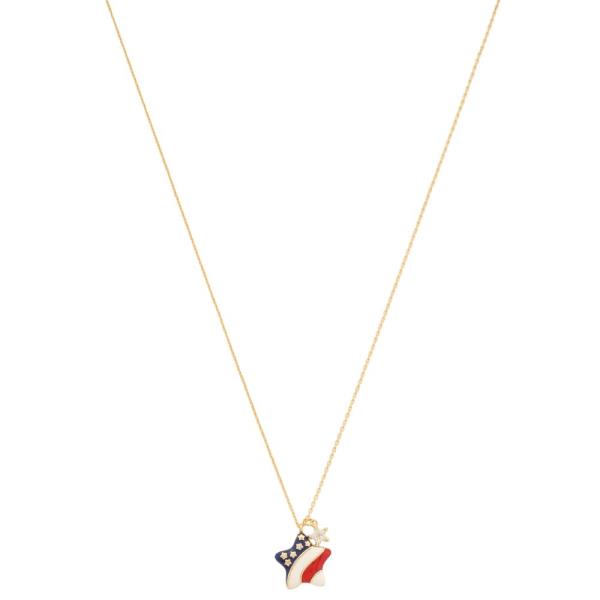 RED WHITE BLUE STAR CHARM NECKLACE