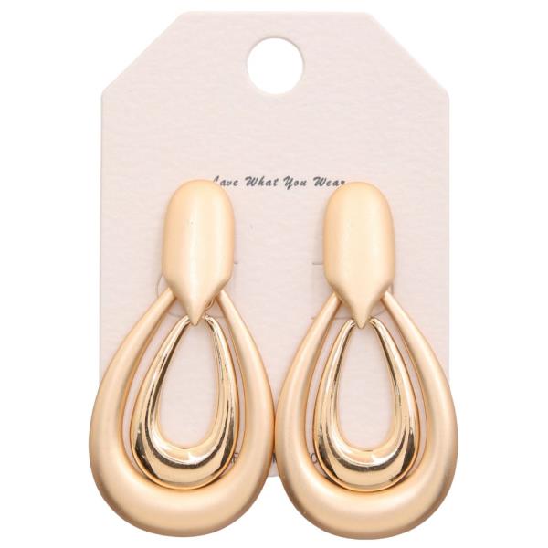 DOUBLE TEARDROP METAL DANGLE EARRING