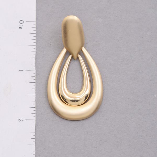 DOUBLE TEARDROP METAL DANGLE EARRING