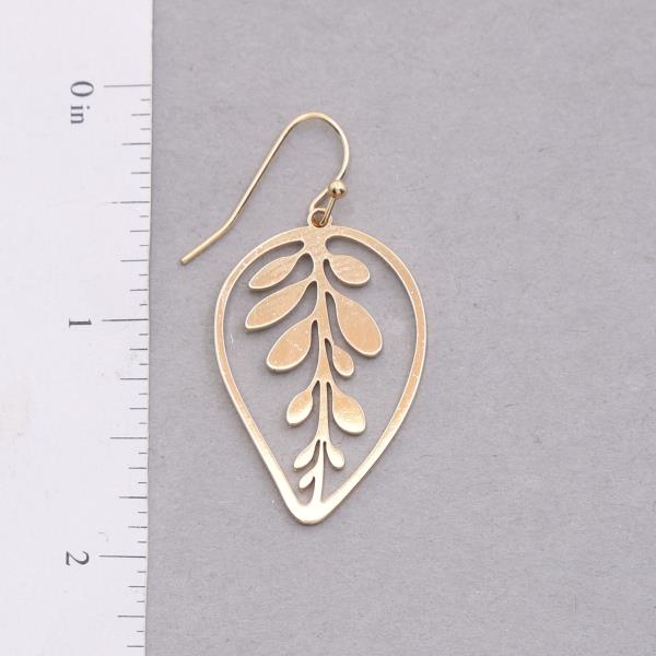 LEAF TEARDROP METAL DANGLE EARRING