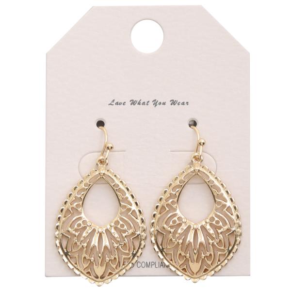 CUT OUT METAL TEARDROP DANGLE EARRING