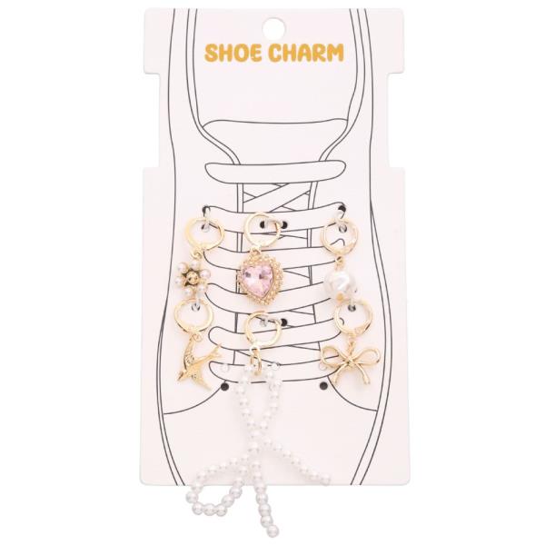 PEARL BEAD BOW HEART SHOE CHARM