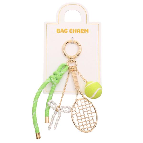 TENNIS RIBBON BOW BAG CHARM KEYCHAIN