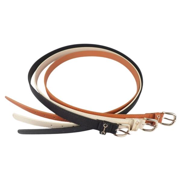 PLUS SIZE TEXTURED FAUX LEATHER DOUBLE RING BUCKLE CHAIN ACCENT BELT 3 PC SET