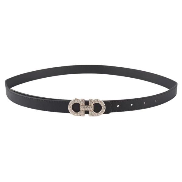 RHINESTONE DOUBLE ROUND BUCKLE BELT 3 PC SET