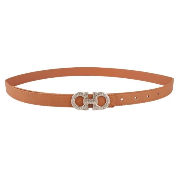 RHINESTONE DOUBLE ROUND BUCKLE BELT 3 PC SET