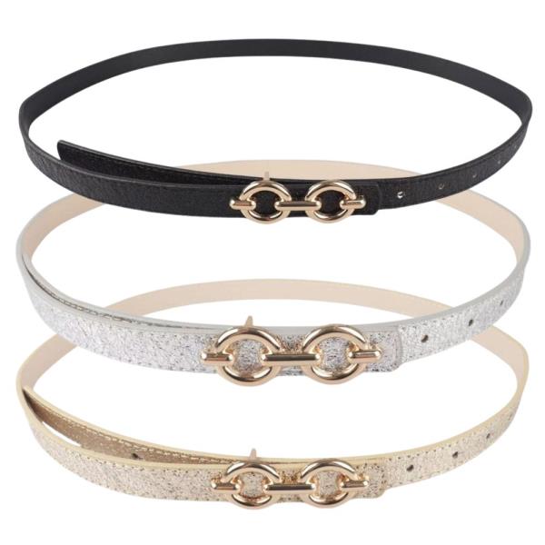 DOUBLE METAL BUCKLE BELT 3 PC SET