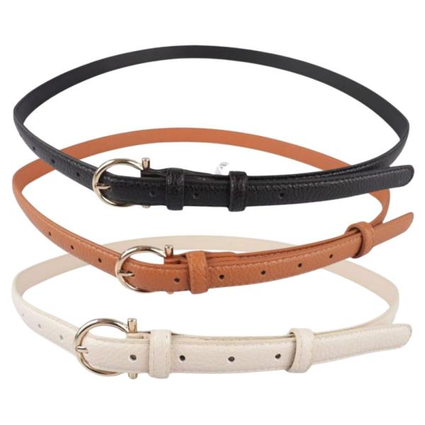 METAL U BUCKLE BELT 3 PC SET