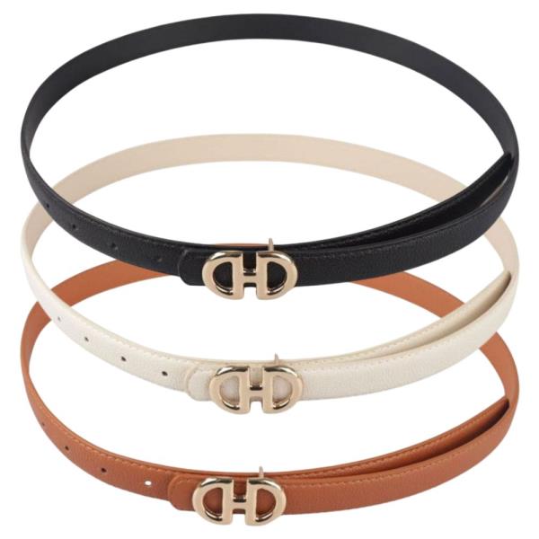 DOUBLE HALF ROUND BUCKLE BELT 3 PC SET