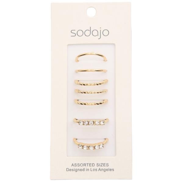 SODAJO METAL RHINESTONE ASSORTED RING SET
