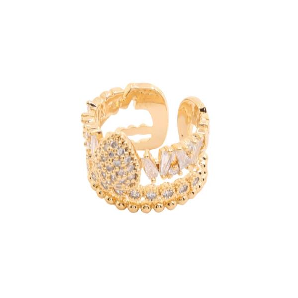 SODAJO CZ TEARDROP ADJUSTABLE GOLD DIPPED RING