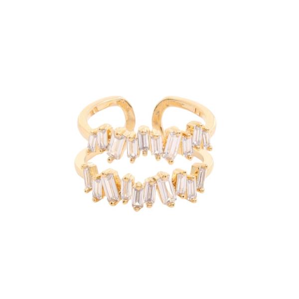 SODAJO CZ METAL GOLD DIPPED ADJUSTABLE RING
