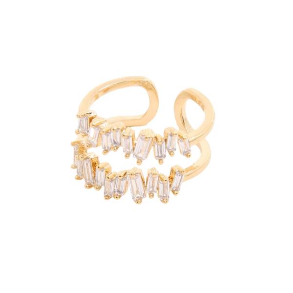 SODAJO CZ METAL GOLD DIPPED ADJUSTABLE RING