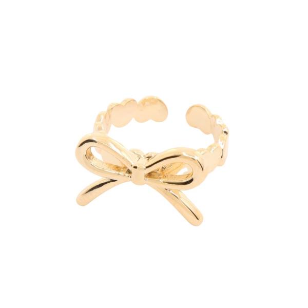 SODAJO RIBBON BOW ADJUSTABLE GOLD DIPPED RING