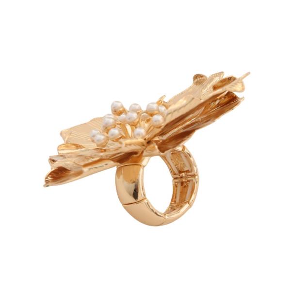 FLOWER PEARL BEAD RING