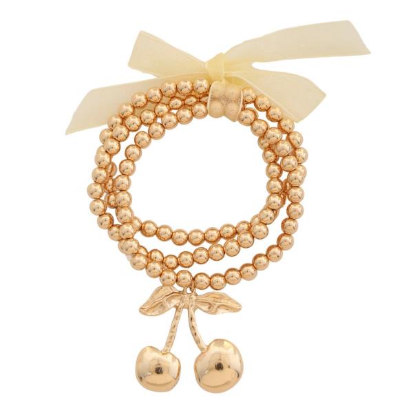 CHERRY CHARM BALL BEAD BRACELET