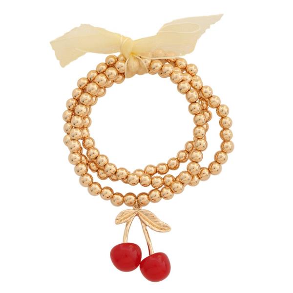 CHERRY BALL BEAD BRACELET SET