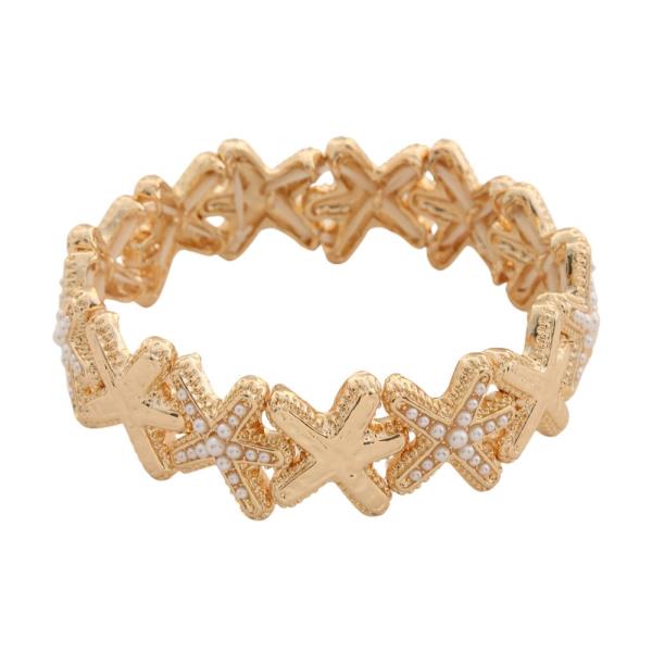 STARFISH PEARL BEAD LINK BRACELET