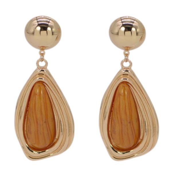 TEARDROP PEARL BEAD METAL DANGLE EARRING