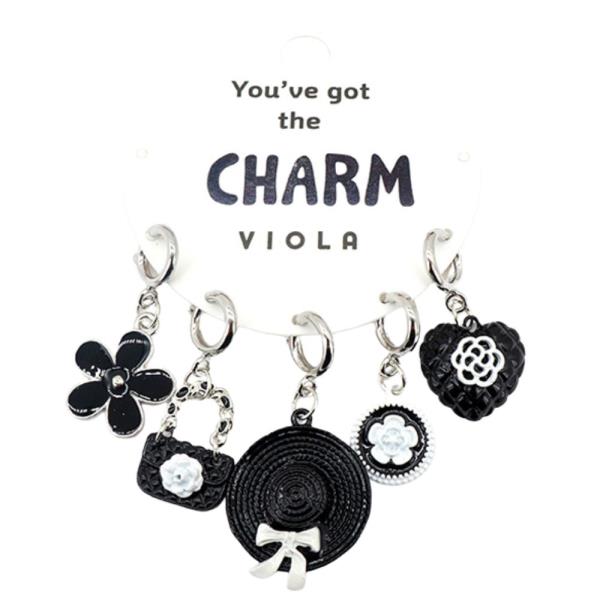 BLACK FASHION THEME CHARMS SET