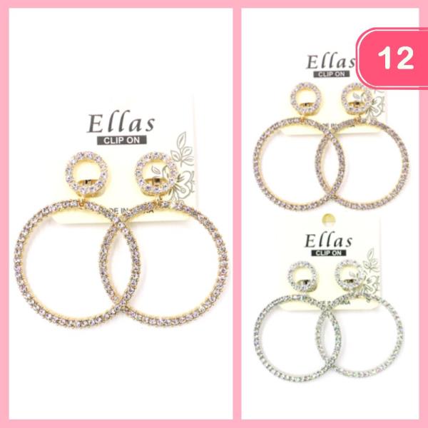 RHINESTONE ROUND EARRINGS (12 UNITS)
