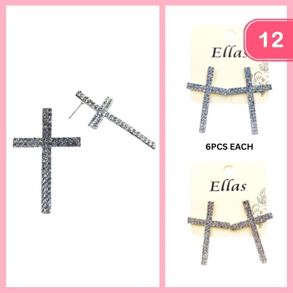 RHINESTONE CROSS EARRING (12 UNITS)