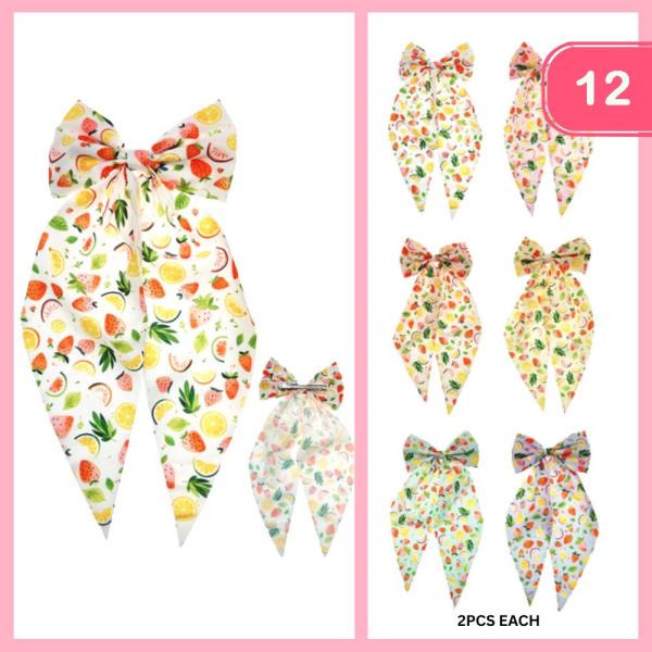 FRUIT LONG TAIL HAIR BOW PIN (12 UNITS)
