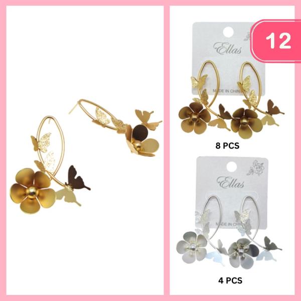 BUTTERFLY FLOWER EARRINGS (12 UNITS)